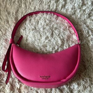 Kate Spade Half Moon Shoulder Bag Pink Leather